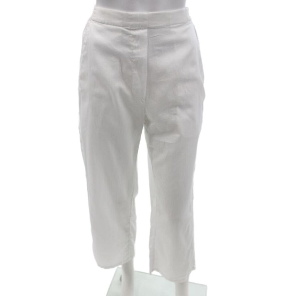 Leset Women White Cargo Pants Cotton Pull On Inseam 24 Size XS